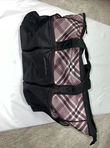 Eddie Bauer Sinclair Diaper Bag Tote Black Red Plaid Pattern Zipper Closure GUC - Picture 1 of 4