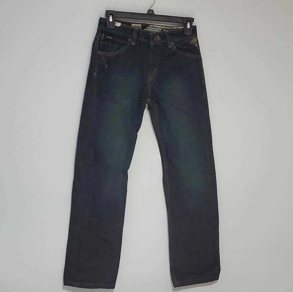 Volcom Girls Enowen Straight Leg Jeans Blue Dark Wash Pockets Denim 27 / 14 — 第 1/4 张图片