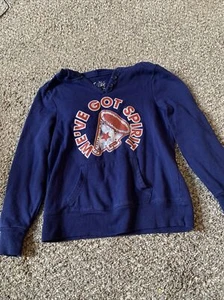 Justice Girls Size 10 Long Sleeve blue Hooded sweatshirt “We’ve Got Spirt” Cute! - Picture 1 of 5