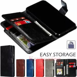 For Samsung S21 Ultra S20 S7 S8 S9 S10 Plus Wallet Card Slot Leather Case Cover - Picture 1 of 38