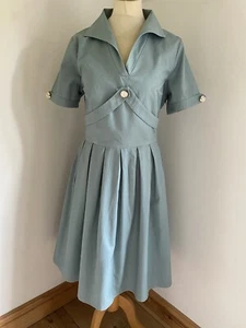 Lindy Bop ‘Claudette’ duck egg blue fit n flare dress UK 16 - Picture 1 of 4