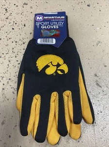 Iowa Hawkeyes Gloves Non Slip Work Utility Adult NCAA College Sports Palm Grip - Picture 1 of 3