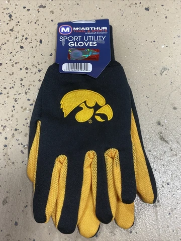 Iowa Hawkeyes Gloves Non Slip Work Utility Adult NCAA College Sports Palm Grip Cover