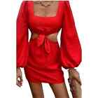 NEW Seven Wonders Long Sleeve Square Neck Cutout Mini Dress Red Size XXL US 12