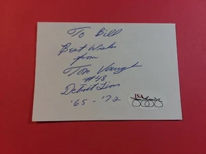 Tom Vaughn Cut Karteikarte Autogramm JSA signed Auto Lions - Bild 1 von 1