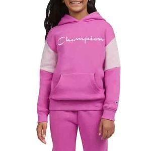 Champion Girls Logo Fleece Hoodie Size XS 4-5 Pink NO TAGS - Picture 1 of 4