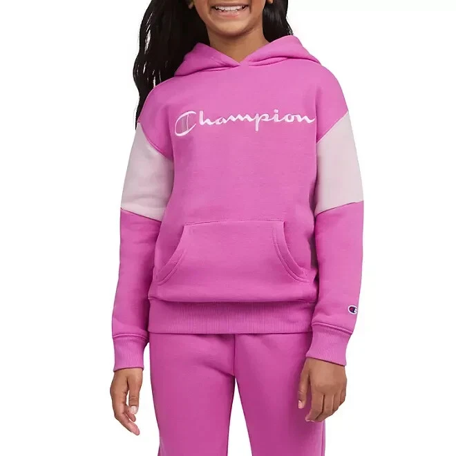 Champion Girls Logo Fleece Hoodie Size XS 4-5 Pink