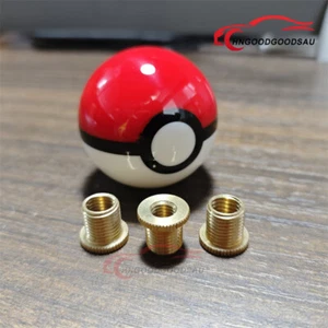 Universal Pokemon Shift Knob Round Poke Ball Go Gear Shifter Head w/ 3 Adapters - Picture 1 of 18