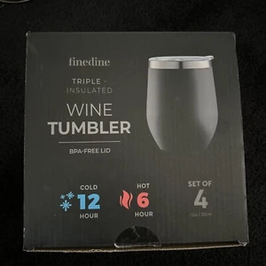 Triple Insulated Wine Tumbler With Lid (4 Pack) 12oz Stainless Steel Wine Glass - Picture 1 of 4