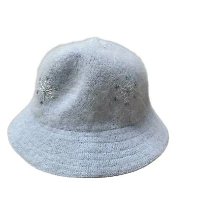 Sombrero de cubo vintage, copos de nieve brillantes, mezcla de lana de angora y2k adulto pequeño/juvenil Foto 1 de 4