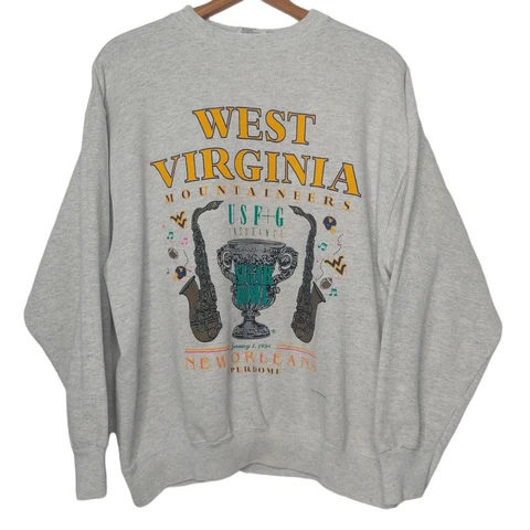Vintage West Virginia Mountaineers 1994 Sugar Bowl Men XL Sweatshirt NOLA WVU Cover