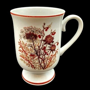 Vtg Fanci Florals Collection BRAMBLE Porcelain Footed Coffee Tea Mug Cup Japan - Picture 1 of 10