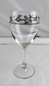 LIBBEY Large Stemmed Wine Glass Cowboy Western Scene Brands Rope - Picture 1 of 6