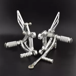 Argento pedane arretrate regolabili rearset per KAWASAKI ZX6R ZX636 2003-2004 - Picture 1 of 5