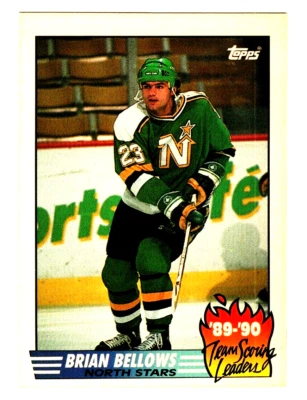 1990 TOPPS HOCKEY CARD - #15 BRIAN BELLOWS  Team Scoring Leaders - Image 1 of 2