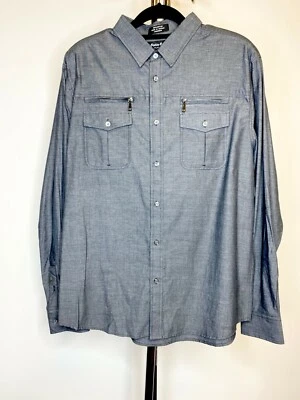 Eighty Eight Platinum Chest Pocket Faux-Zip Long Sleeve Button-Down Shirt XL EUC - Image 1 of 4