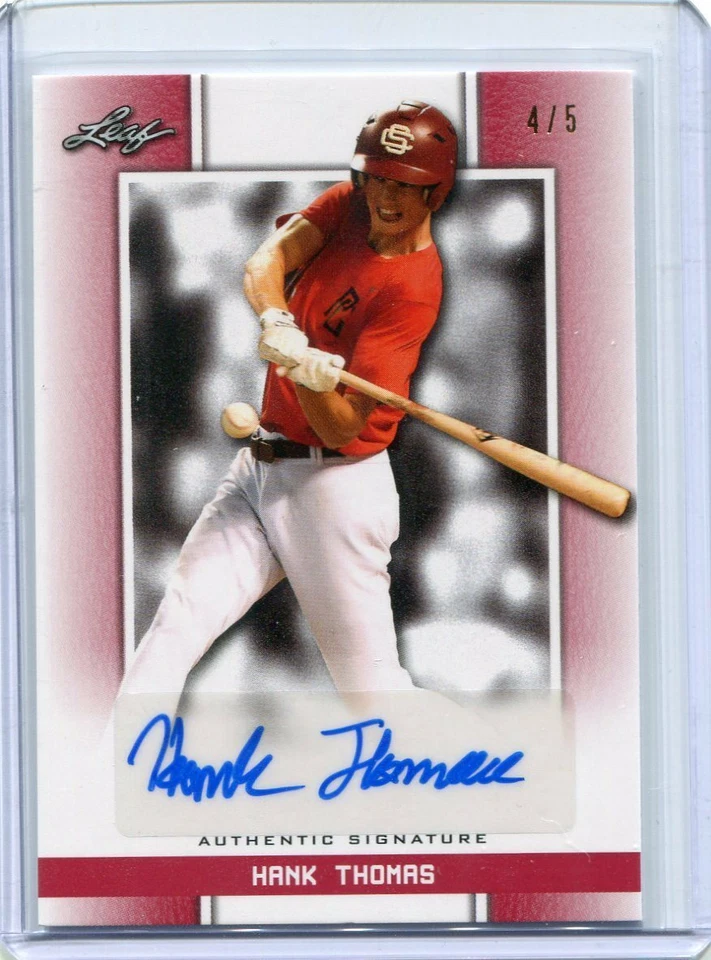 2019 Leaf Perfect Game Autographs Red Hank Thomas Auto 4/5 - Image 1 of 1