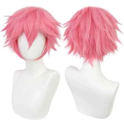 Peluca Cosplay Corta Universal Sintética Verde Hierba Negra Peluca Recta Para Hombre Para Foto 1 de 4