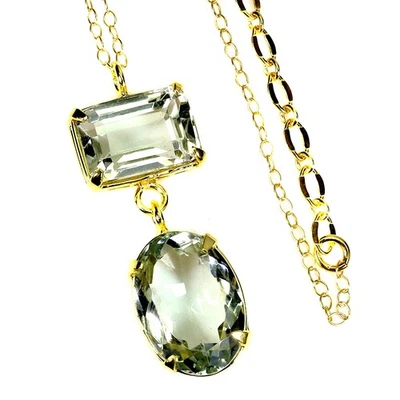 Black Friday 925 Silver Necklace Oval Green Amethyst 15x11mm Handmade Gemstone 1 - Image 1 of 4