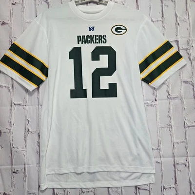 Camiseta estilo camiseta de fútbol americano de la NFL blanca de Aaron Rodgers #12 de los Green Bay Packers talla L Foto 1 de 4