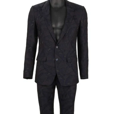 DOLCE & GABBANA Monstera Hoja Jacquard Traje Chaqueta Pantalones MARTINI Azul 46 36 S Foto 1 de 4