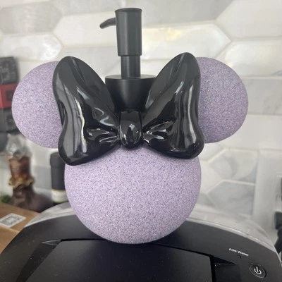 DISNEYRose Gold Glitter Minnie MOUSE Black Bow. Soap Lotion Dispenser - Image 1 of 4
