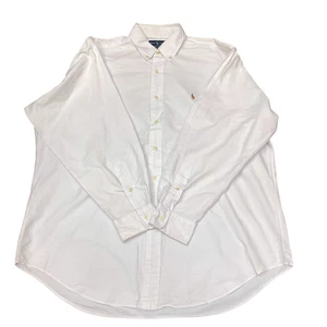 Ralph Lauren formelles Hemd Herren XL weiß Yarmouth Langarm Pony Logo Knopfleiste - Bild 1 von 4