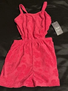 Vince Camuto Girls Size 7 Romper Pink Terry Floral NWT One-Piece Summer Outfit - Picture 1 of 4