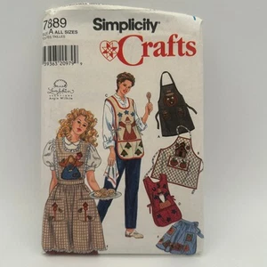 Vintage Simplicity 7889 Misses Apron With Appliques Sewing Pattern All Sizes - Picture 1 of 4