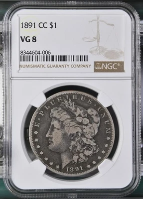 1891-CC Morgan Dollar NGC Certified VG8 - Image 1 of 2