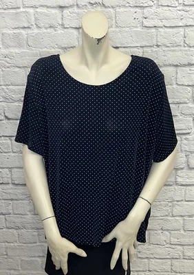 CITIKNITS TOP TEJIDO VIAJE MANGA CORTA LUNARES AZUL Y BLANCO MUJER TALLA 2X Foto 1 de 4