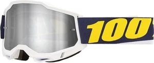 MASCHERA MASCHERINA MX CROSS 100% ACCURI 2 TORC BIANCO MIRROR SILVER - Picture 1 of 1