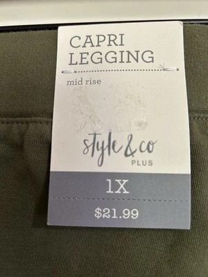 Leggings capri de tiro medio Style & Co para mujer - musgo de invierno - extra grandes - Macy’s nuevos con etiquetas Foto 1 de 4