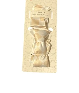 Tan and cream silk bow tie - Picture 1 of 1