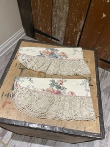 Vintage Tiebacks Shabby Chic Country Home Floral Cottage Frilly Lace Curtains - Picture 1 of 21