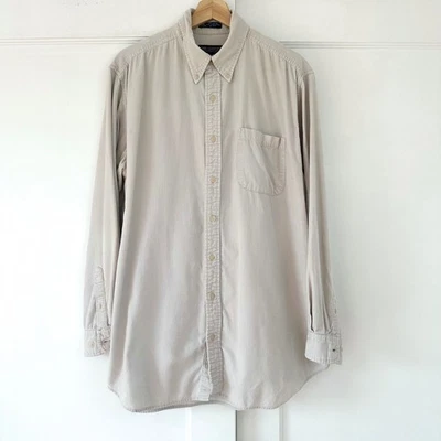 Camisa De Colección John Ashford Para Hombres Pana Crema Micro Pana Grande 100% Algodón Foto 1 de 4