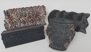 Sammlung Konvolut 4x Blaudruck Textildruck Druck Stempel Stoff Model Holz alt - Bild 1 von 12