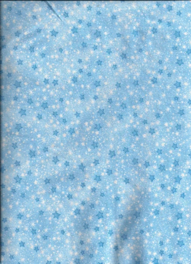 New Blue Mini Stars 100% cotton flannel fabric by the quarter-yard - Image 1 of 1