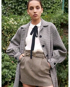 Maje Jeling Tweed Mini Skirt Horse-bit Preppy Clueless Gold Designer Size 34 / 6 - Picture 1 of 18
