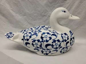 blue and white porcelain Duck 12 Inches #4096 - Picture 1 of 21