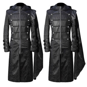 Retro Men Steampunk Jacket Long Coat Halloween Cosplay Costume Outwear Uniform
