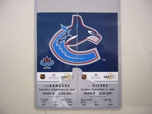 LOT 2 1997/98 VANCOUVER CANUCKS PRE SEASON HOCKEY TICKET STUBS TEAM LOGO SHARP!! - Picture 1 of 2