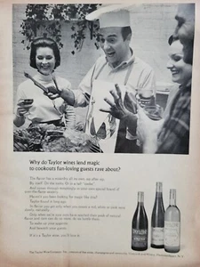 Taylor Burgandy Rhine and Sauterne 1966 botellas de vino sombrero de chef anuncio de colección - Imagen 1 de 1