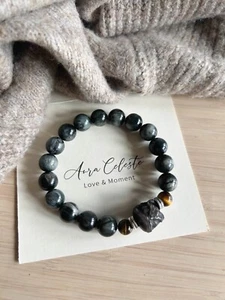 Unique Design Bracelet Tiger's Hawk's eye Silver Obsidian Gemstone Beads Gift - Picture 1 of 8