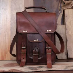 Bag Vintage Leather Messenger Shoulder Men's Genuine Brown New Laptop Satchel - Picture 1 of 12