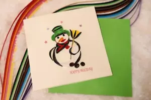 Snowman Handmade Quilling Christmas Card - Idea gift for everyone. - Picture 1 of 5