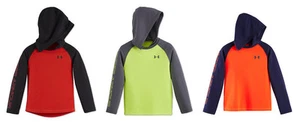 UNDER ARMOUR UA BOY'S LOGO WORD HOODIE LONG SLEEVE 4 5 ORANGE RED YELLOW NEW NWT - Picture 1 of 7
