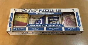 DE LUXE 1953 BRAIN TEASER DEXTERITY PUZZLE SET W/ BOX MAGIC SKULL "T" PYRAMID - Picture 1 of 7