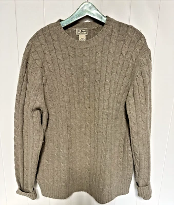 Vtg LL Bean 80 Lambs Wool 15 Nylon Blend Warm Cable Sweater Mens XL 0WW47 - Image 1 of 4