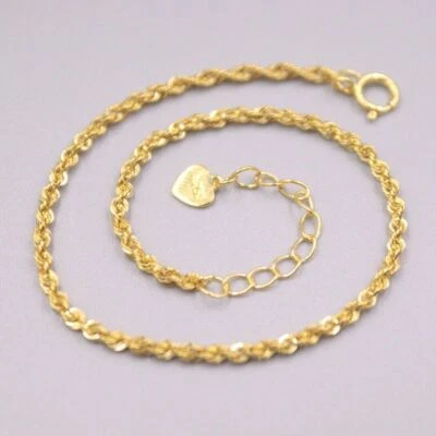 Real 18K Yellow Gold Bracelet For Women 1.8mm Twist Rope Link 7inch Length - Image 1 of 4